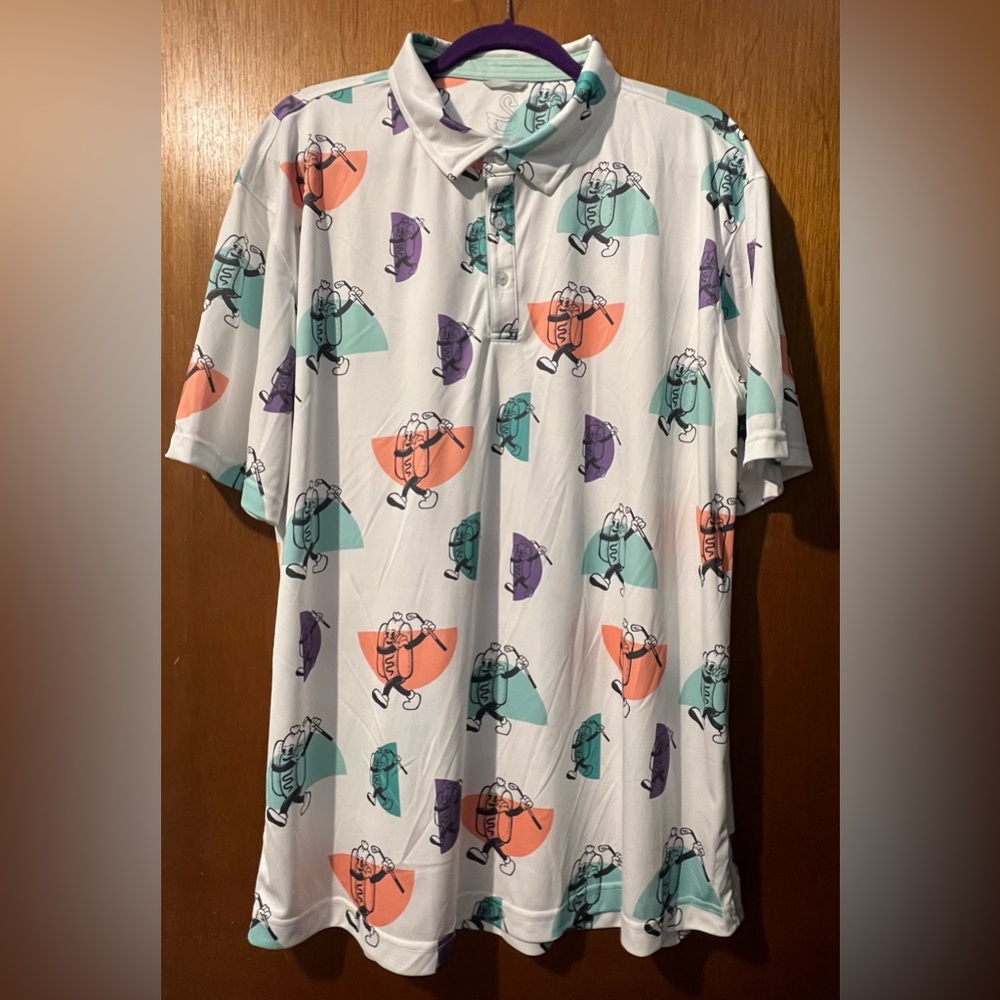 Swannies Men's Golf Graphic Hot Dog Keegan Short Sleeve Polo size XXL